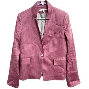 Veronica Beard Orchid Pink Dickey Linen Up Collar Blazer Jacket Size 6 Old Money